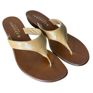 RAPISARDI Vintage Wood Sole Sandals Leather Made In Italy 90’s Size 6
